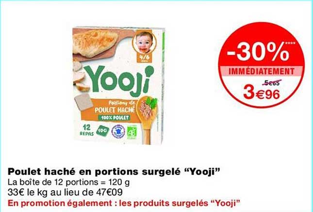 Poulet haché en portions surgelé “Yooji”