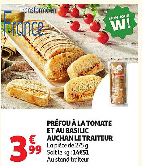 PRÉFOU À LA TOMATE ET AU BASILIC AUCHAN LE TRAITEUR