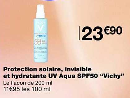 Protection solaire, invisible et hydratante UV Aqua SPF50 “Vichy”