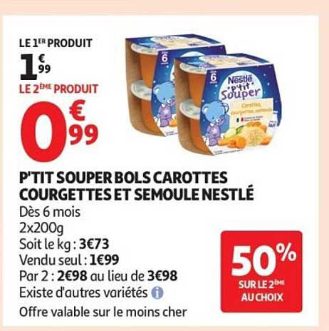 P'TIT SOUper bols carottes courgettes et semoule Nestlé