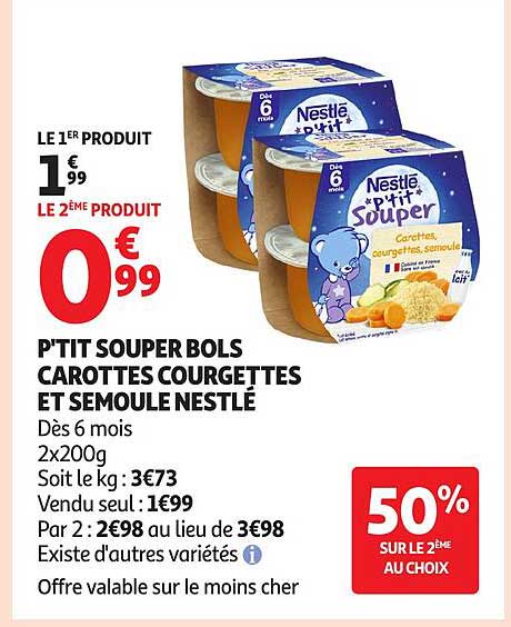 P'TITS SOUPER BOLS CAROTTES COURGETTES ET SEMOULE NESTLÉ