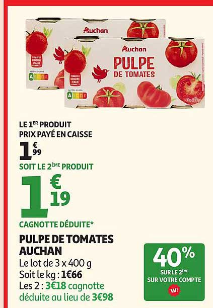 PULPE DE TOMATES AUCHAN