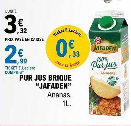 PUR JUS BRIQUE “JAFADEN” Ananas. 1L.