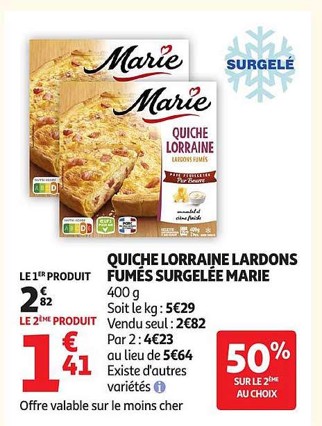 QUICHE LORRAINE LARDONS FUMÉS SURGELÉE MARIE