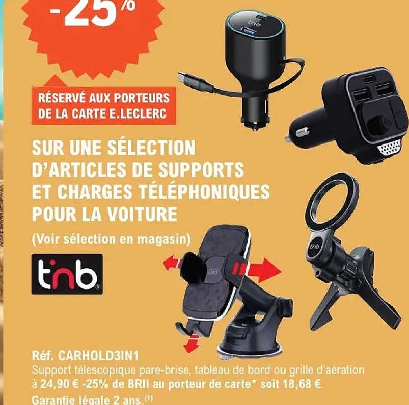 Réf. CARHOLD3IN1 Support télescopique pare-brise, tableau de bord ou grille d’aération