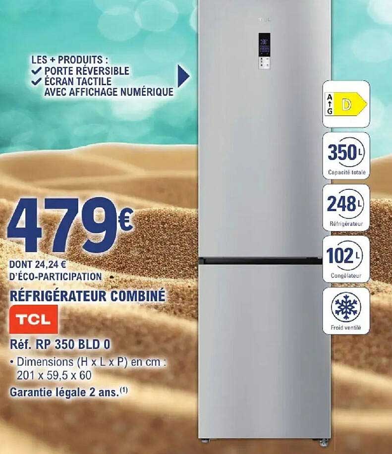 RÉFRIGÉRATEUR COMBINÉ TCL Réf. RP 350 BLD 0