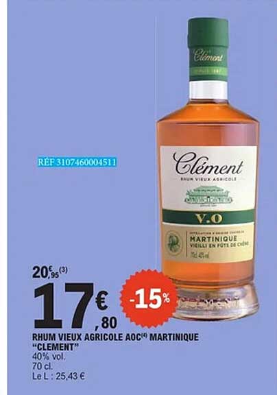 RHUM VIEUX AGRICOLE AOC MARTINIQUE "CLÉMENT"