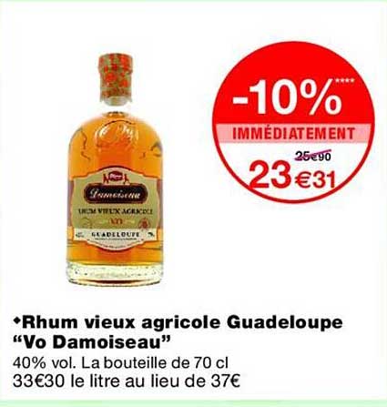 Rhum vieux agricole Guadeloupe "Vo Damoiseau"