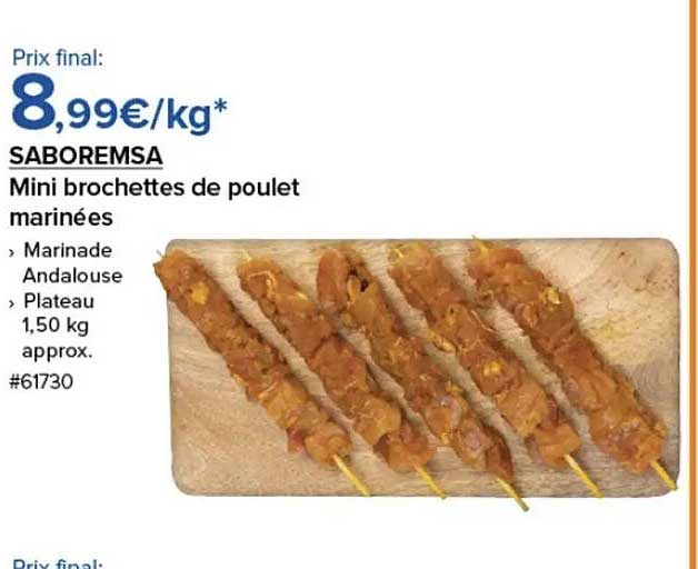 SABOREMSA Mini brochettes de poulet marinées