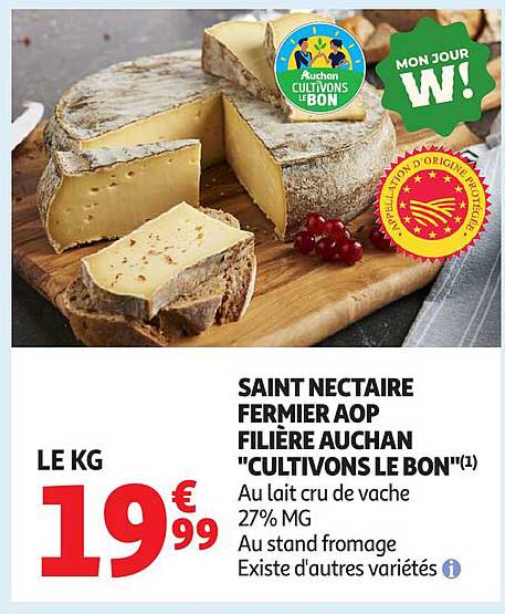 SAINT NECTAIRE FERMIER AOP FILIERE AUCHAN "CULTIVONS LE BON"(1)