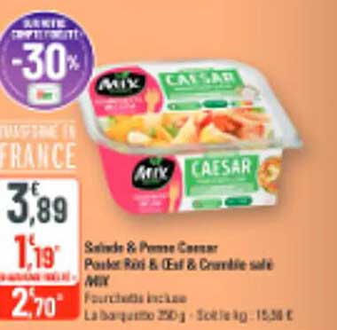 Salade & Penne Caesar Poulet Rôti & Oeuf & Crème de lait MIK