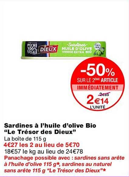 Sardines à l’huile d’olive Bio “Le Trésor des Dieux”