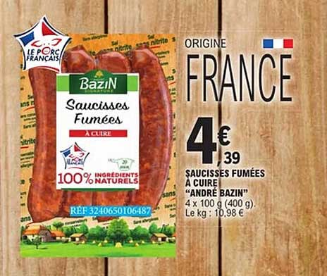 SAUCISSES FUMÉES À CUIRE “ANDRÉ BAZIN”