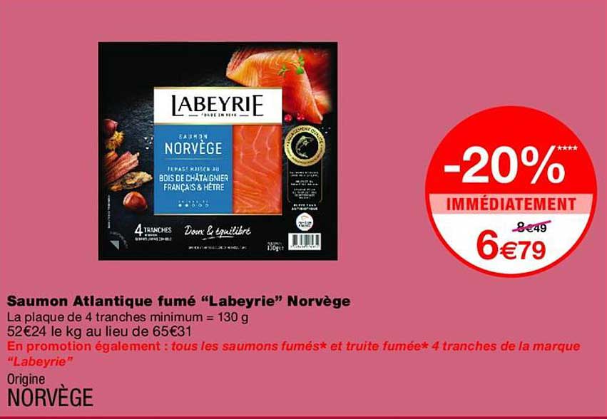 Saumon Atlantique fumé “Labeyrie” Norvège