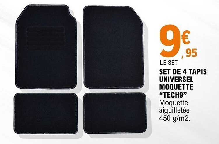 SET DE 4 TAPIS UNIVERSEL MOQUETTE “TECH9”