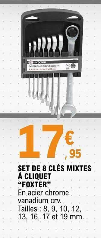 SET DE 8 CLÉS MIXTES À CLIQUET “FOXTER”
