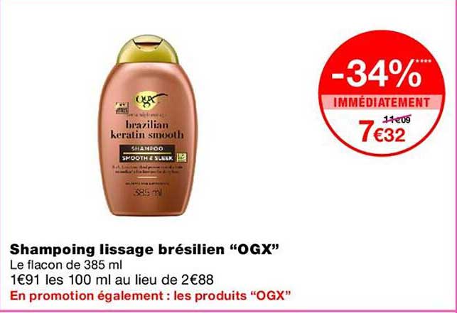 Shampooing lissage brésilien “OGX”