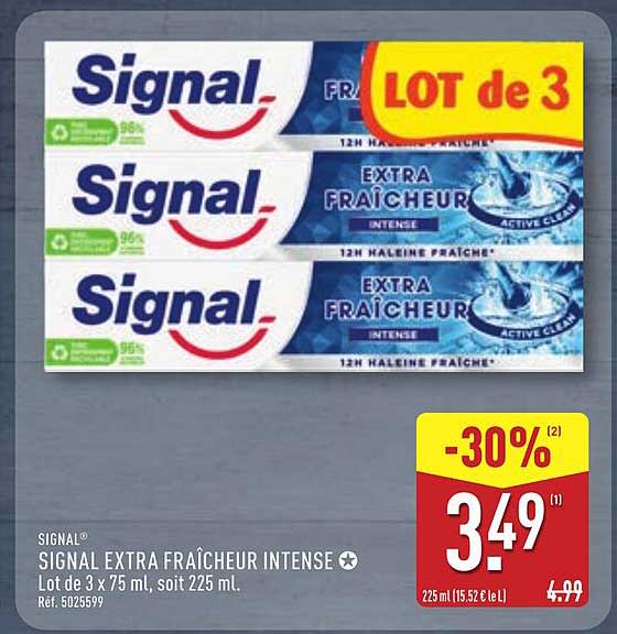 SIGNAL EXTRA FRAÎCHEUR INTENSE Lot de 3 x 75 ml, soit 225 ml.