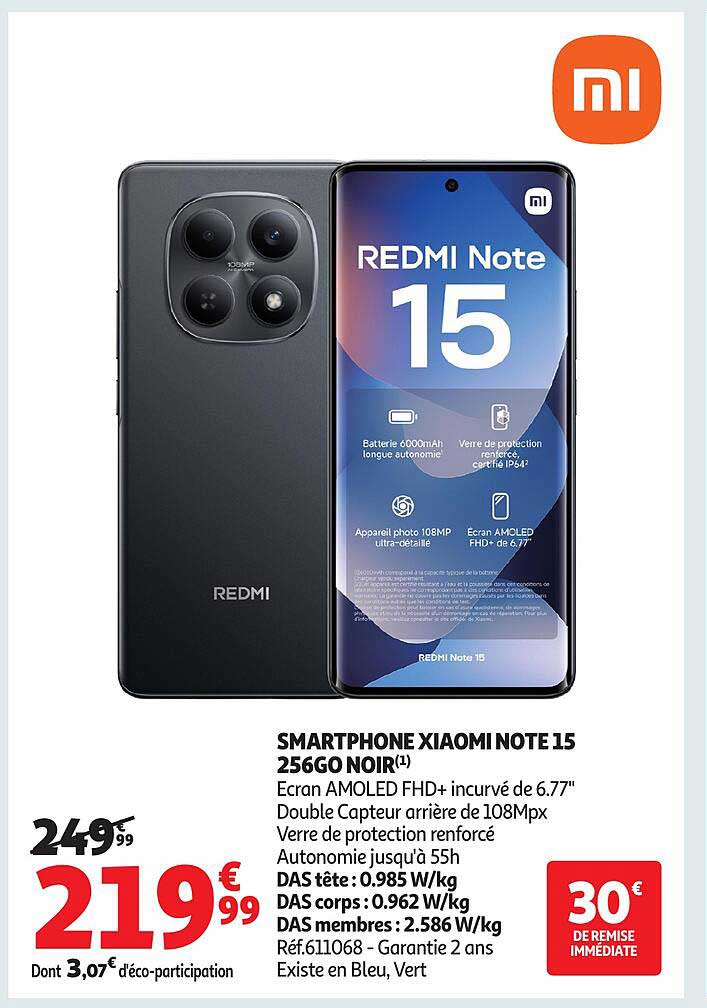 SMARTPHONE XIAOMI NOTE 15 256GO NOIR(1)
