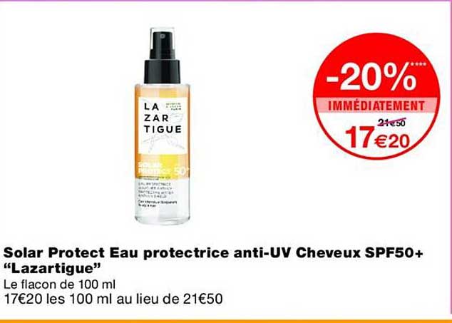 Solar Protect Eau protectrice anti-UV Cheveux SPF50+ “Lazartigue”