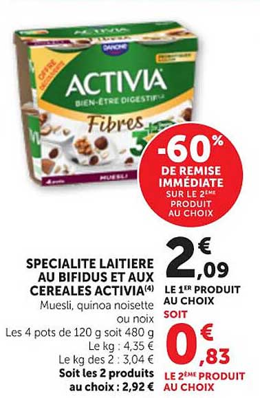SPECIALITE LAITIERE AU BIFIDUS ET AUX CEREALES ACTIVIA