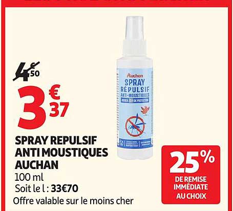 SPRAY REPULSIF ANTI MOUSTIQUES AUCHAN