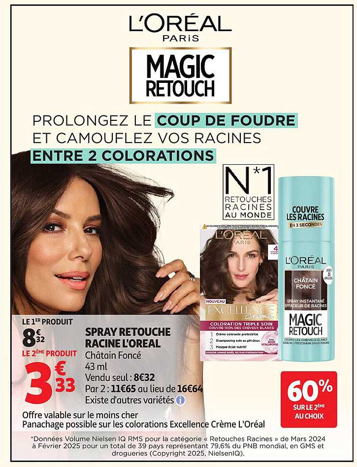 SPRAY RETOUCHE RACINE L'OREAL Châtain Foncé 43 ml