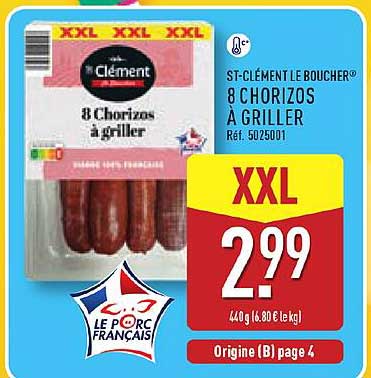 ST-CLÉMENT LE BOUCHER® 8 CHORIZOS À GRILLER Réf. 5025001
