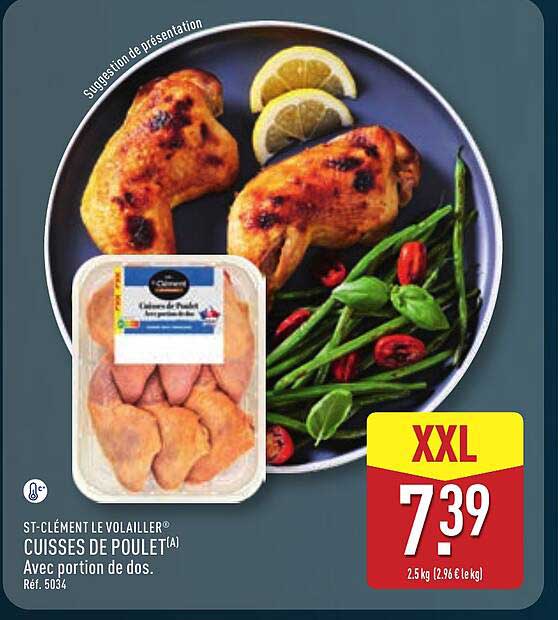 ST-CLÉMENT LE VOLAILLER® CUISSES DE POULET(A) Avec portion de dos. Réf. 5034