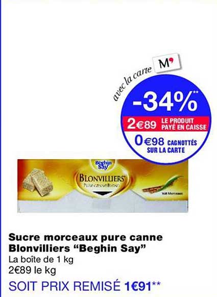 Sucre morceaux pure canne Blonvilliers “Beghin Say”