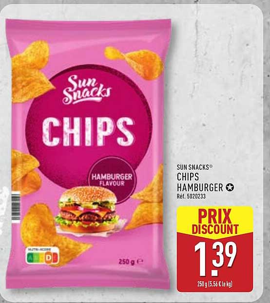 SUN SNACKS CHIPS HAMBURGER