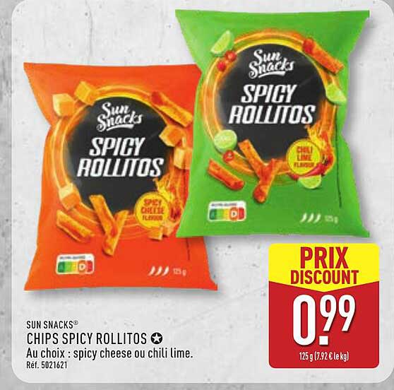 SUN SNACKS® CHIPS SPICY ROLLITOS