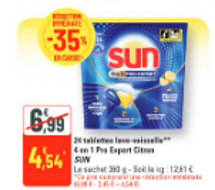 SUN TABLETTES LAVE-VAISSELLE 4 EN 1 PODS EXPERT CITRON