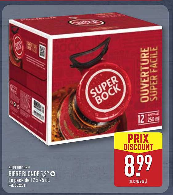 SUPER BOCK® BIÈRE BLONDE 5,2° Le pack de 12 x 25 cl.