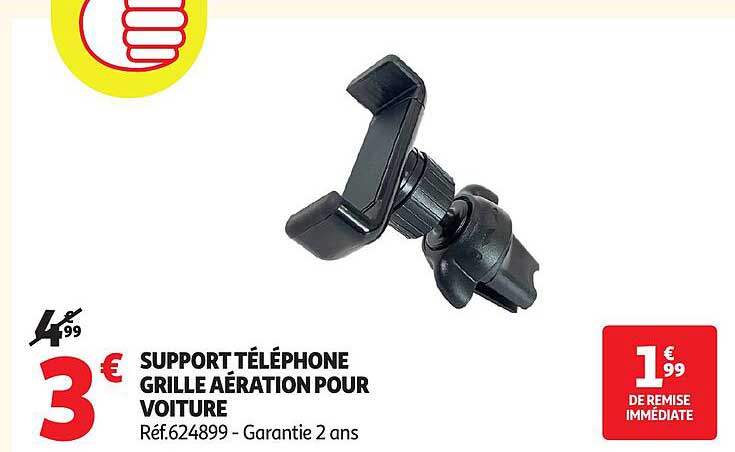 SUPPORT TÉLÉPHONE GRILLE AÉRATION POUR VOITURE