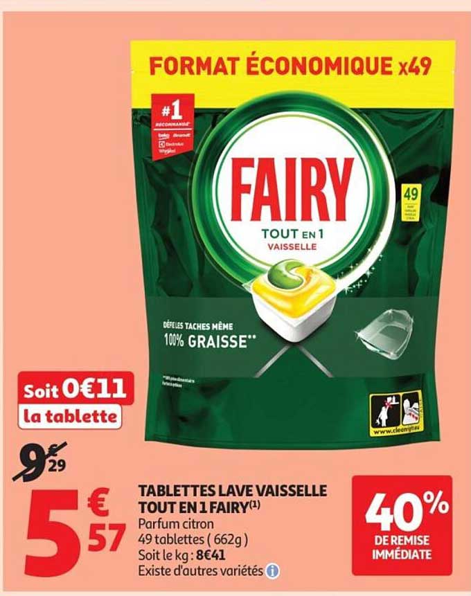TABLETTES LAVE VAISSELLE TOUT EN 1 FAIRY