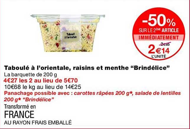 Taboulé à l’orientale, raisins et menthe “Brindélice”