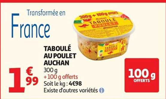 TABOULÉ AU POULET AUCHAN