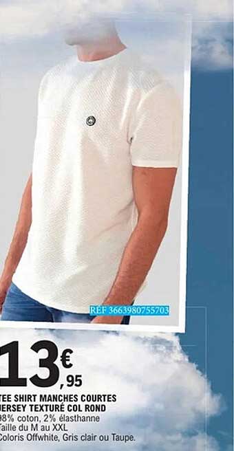 TEE SHIRT MANCHES COURTES JERSEY TEXTURE COL ROND