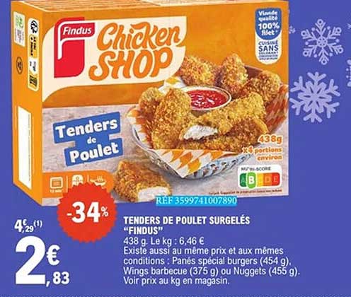 TENDERS DE POULET SURGELÉS “FINDUS”