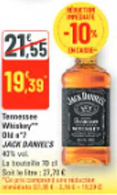 Tennessee Whiskey Old n°7 JACK DANIEL'S 40% vol.