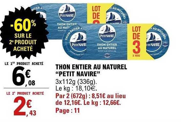 THON ENTIER AU NATUREL "PETIT NAVIRE"