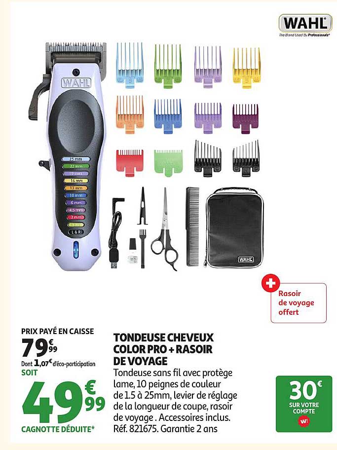 TONDEUSE CHEVEUX COLOR PRO + RASOIR DE VOYAGE
