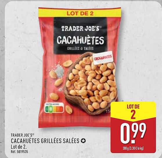 TRADER JOE'S CACAHUÈTES GRILLÉES SALÉES