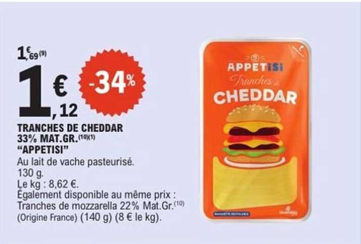 TRANCHES DE CHEDDAR 33% MAT.GR. "APPETISI"