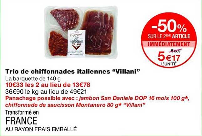 Trio de chiffonnades italiennes “Villani”