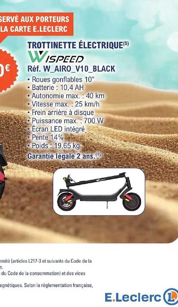 TROTTINETTE ÉLECTRIQUE WISPEED Réf. W_AIRO_V10_BLACK