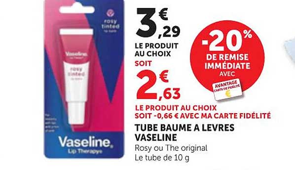 TUBE BAUME A LEVRES VASELINE
