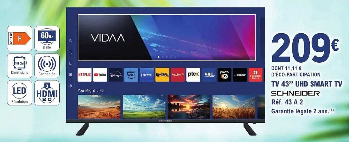 TV 43” UHD SMART TV SCHNEIDER