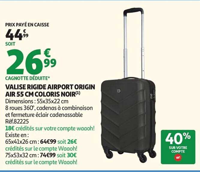 VALISE RIGIDE AIRPORT ORIGIN AIR 55 CM COLORIS NOIR